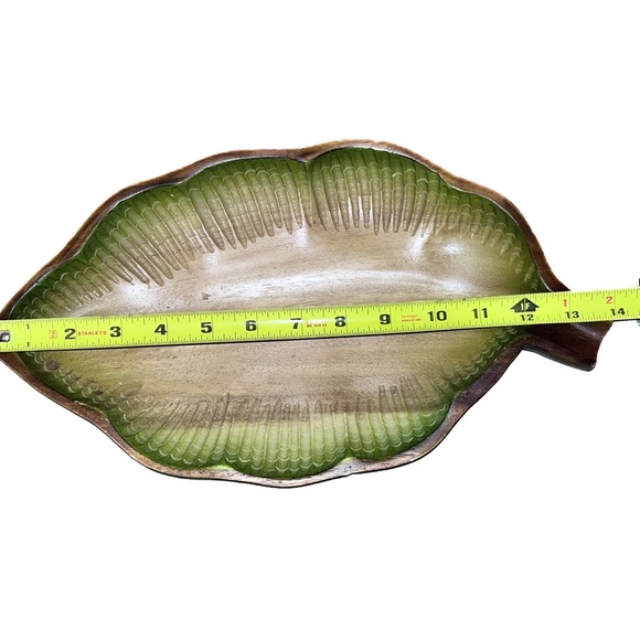 Vintage “Sanibel Home” solid leaf wood bowl and package of Paper Straws (20 Ct) - Picture 4 of 10